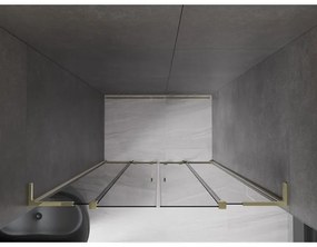 Mexen Velar L Duo, posuvné sprchové dvere do otvoru 150 cm, 8mm šedé sklo, zlatá lesklá, 871-150-003-42-50