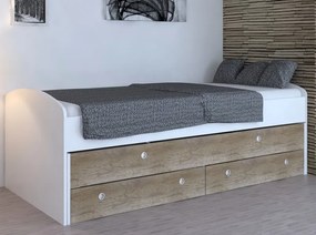 Rozkladacia posteľ Patrik Color 90x200 cm, biela/dub canyon