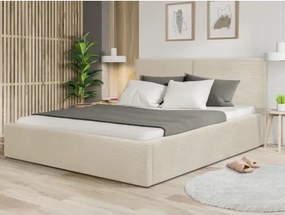 Posteľ Inez 180x200 cm, krémová štruktúrovaná látka%