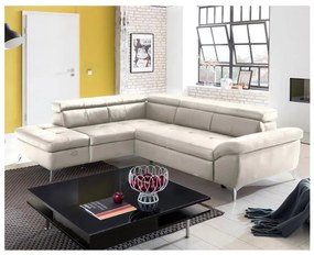 Kožená rohová sedacia súprava SALERNO II L, ľavá, béžová, rozkladacia