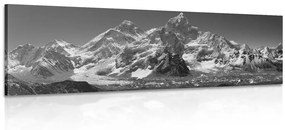 Obraz nádherný vrchol hory v čiernobielom prevedení - 120x40