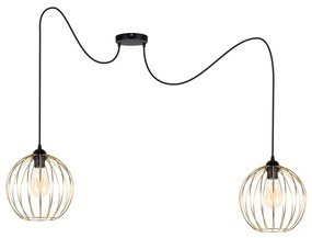 Luster na lanku MATT 2xE27/60W/230V pavúk čierna/zlatá