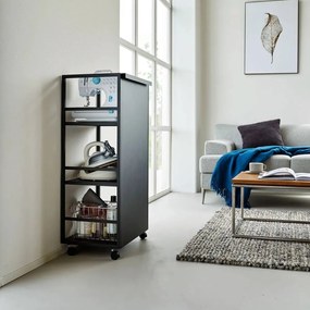 Čierny kovový pojazdný regál 42x84,5x32 cm Tower – YAMAZAKI