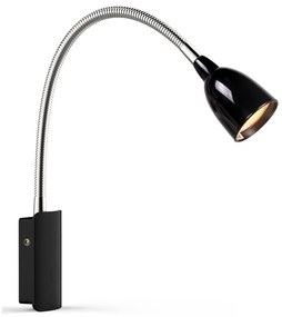 Nástenné LED svietidlo Tulip kábel zástrčka čierna