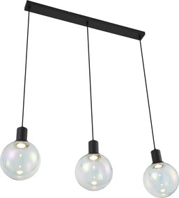 Dizajnové závesné svietidlo čierne s dúhovým sklom obdĺžnikové 3-svetlá - Mallon