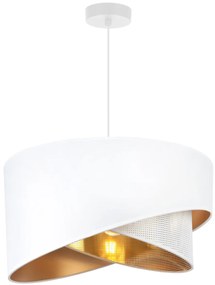 Závesné svietidlo Asti Duo, 1x PVC/biele textilné tienidlo, (fi 45cm), g, w