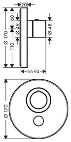 Axor ShowerSelect - Termostat HighFlow pod omietku pre 1 spotrebič a ďalší výtok, chróm 36726000