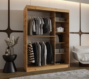 Šatníková skriňa 150 cm Lulu (dub artisan). Akcia -20%. Vlastná spoľahlivá doprava až k Vám domov. 1125973