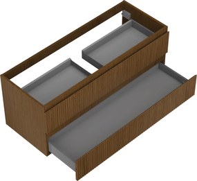 Mexen Rivel, kúpeľňová skrinka 120 cm, 2 zásuvky, drážkovaná, orech, 91A20-12047-2-BFF86
