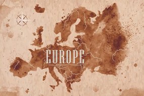 Tapeta retro mapa Európy - 150x100