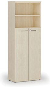 Kombinovaná kancelárska skriňa PRIMO WOOD, dvere na 4 poschodia, 800 x 420 x 2128 mm, breza