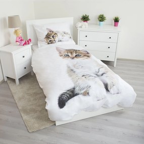 Jerry Fabrics Bavlnené obliečky 140x200 + 70x90 cm - Kitten white