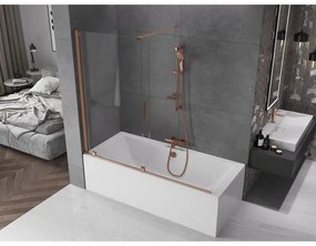 Mexen Velar, 2-krídlová posuvná vaňová zástena 170 x 150 cm, 8mm číre sklo, medená matná, 896-170-000-01-65