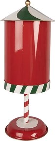 Červená kovová dekorácia poštová schránka Santa - Ø 24*58 cm