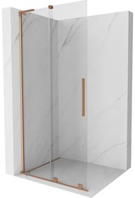 Mexen Velar L, posuvná sprchová zástena Walk-in 110 x 200 cm, 8mm číre sklo, medená matná, 871-110-003-03-65