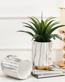 Sada 2 ks květináčů Blum Marabeling Gold bílý mramor/zlatá