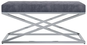 vidaXL Lavica 97 cm, sivá, zamatová látka a nehrdzavejúca oceľ