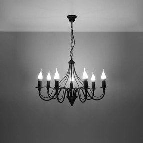 Luster Minerwa 7, čierne telo svietidla