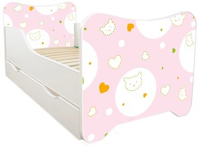 TOP BEDS Detská posteľ Happy Kitty 140x70 Kitty so zásuvkou