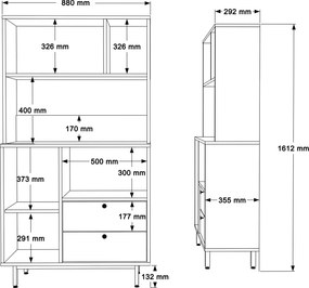 Vysoká skriňa na mikrovlnku Houseland Royce 03 dub Castello/zelená