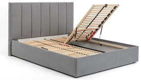 Sivá čalúnená dvojlôžková posteľ s úložným priestorom s roštom 160x200 cm Thessa Bold Line – Bonami Selection