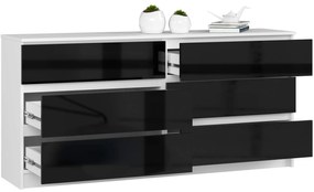 Komoda Rollo V 160,4 cm biela/čierna lesklá