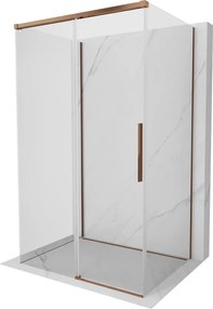 Mexen Rox-3S, 3-stenný sprchový kút 155 x 100 cm, 8mm číre sklo, ružové zlato profil, 8C2-155-100-60-00-3S