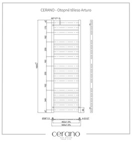 Cerano Cassandra, vykurovacie teleso 1600x500 mm, 859W, rozteč prijenia 462 mm, čierna matná, CER-CER-429628