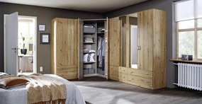 Rohová šatníková skriňa Case, dub artisan