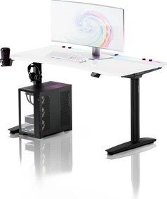 Elektrický herný stôl RGB s držiakmi, bielo-čierny, 140 cm: Diablo X-Forge 1400