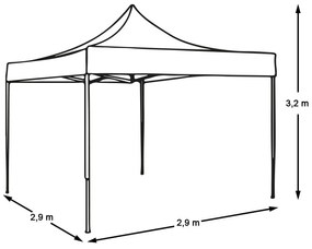 Záhradný pavilón-modrý-2,9x2,9 m