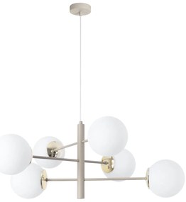 Závesné svietidlo Florence, 6x biele sklenené tienidlo, be/g