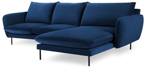Modrá zamatová rohová pohovka (pravý roh) Vienna – Cosmopolitan Design