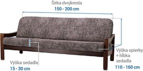 Bielastické poťahy MARMO hnedé trojkreslo s drevenými rúčkami (š. 150 - 200 cm)