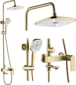Rea Storm, sprchová súprava s vaňovou výlevkou, ručnou a hlavovou sprchou, zlatá matná, REA-P9536