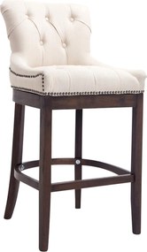 Barová stolička Buckingham - látka, drevené nohy tmavá antik - Krémová