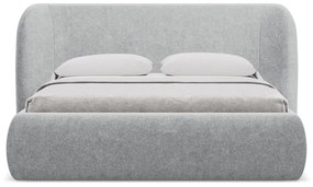 Svetlosivá čalúnená dvojlôžková posteľ s úložným priestorom s roštom 180x200 cm Hauke – Makamii
