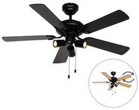 Stropný ventilátor čierny s ťahovým spínačom 3-svetlo - Mistral Jeana