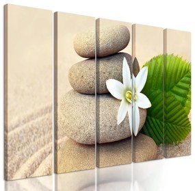 5-dielny obraz kamene na pieskovej pláži