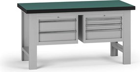 Pracovný stôl do dielne G8, 1500 x 750 x 800 mm, 2x kontejner, 5 zásuviek, sivá
