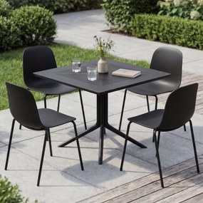Záhradný nábytok súprava Zeron so 4 stoličkami a stolom - čierna