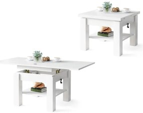 Rozkladací konferenčný/jedálenský stôl so zvíhacou doskou CALEB biela