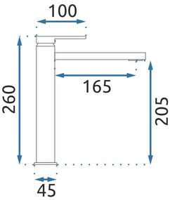 Rea Verso, vysoká umývadlová batéria h-260, čierna matná, REA-B7902