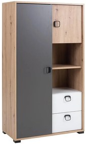 Regál Kevin 4 artisan/grafit/biela