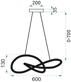 Toolight - LED závesné svietidlo APP814-CP + diaľkové ovládanie, čierna, OSW-04025