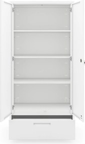 Modulárna kovová multifunkčná skriňa so zásuvkou biela MEGAN 1850 x 900 x 400 mm