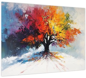 Sklenený obraz - Pestrofarebný strom (70x50 cm)
