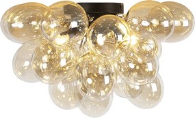 Inteligentné stropné svietidlo čierne s jantárovým sklom, 6 svetiel vrátane 6 WiFi G9 - Uvas