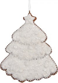 Závesná dekorácia zasnežený perníkový stromček Frosted Ginger - 9*1*10 cm