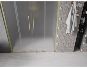 Mexen Velar L Duo, posuvné sprchové dvere do otvoru 140 cm, 8mm sklo námraza, zlatá matná, 871-140-003-32-55